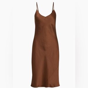 Aritzia Wilfred | Only Slip Satin Midi Dress - Cognac XS